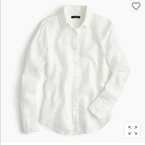 J. Crew Baird McNutt Irish linen perfect fit long sleeve button down in white.